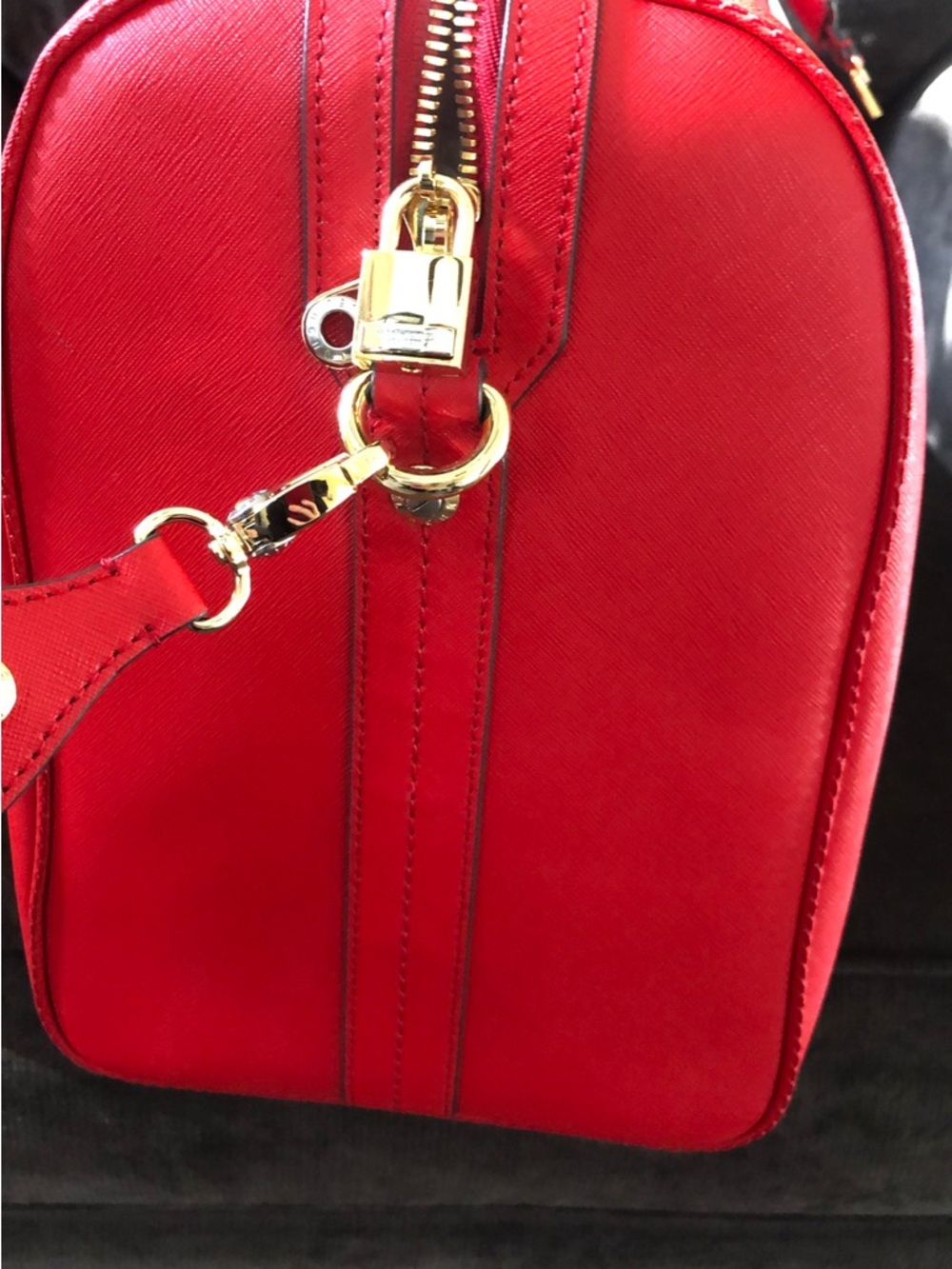 henri bendel Bright Red Leather Travel Satchel - Picture 2 of 3